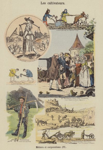 Agricoltori (litografia a colori) da French School