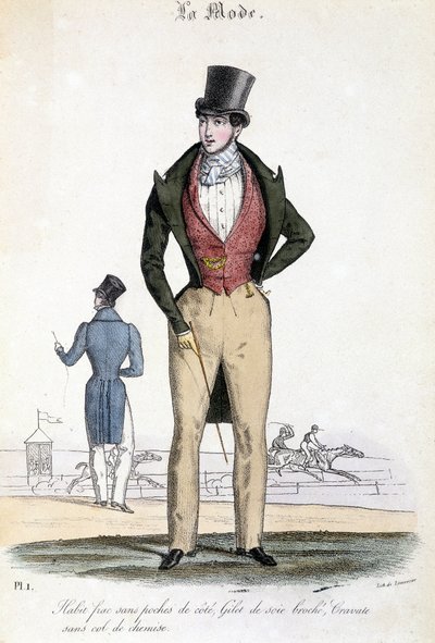 Moda maschile nel 1829 - in "Les Modes" da French School
