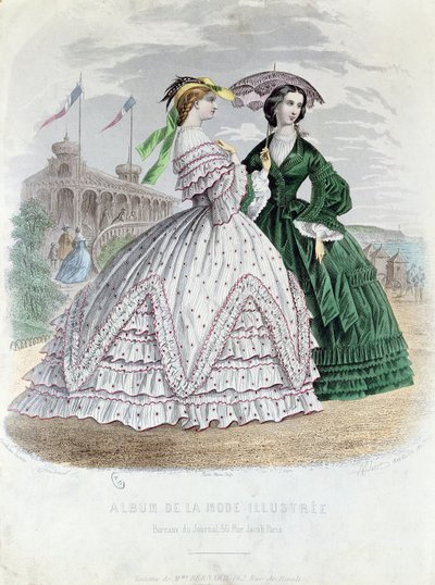 Signore parigine alla moda in riva al mare, 1861 da French School
