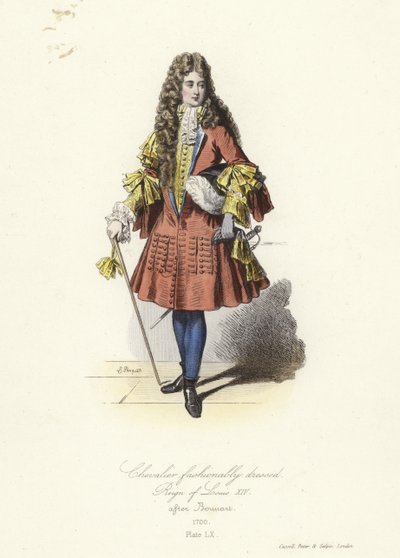Cavaliere alla moda del regno di Luigi XIV di Francia da French School