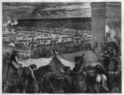 Festa della Federazione al Campo di Marte a Parigi nel primo anniversario della presa della Bastiglia il 14 luglio 1790. Incisione in "Histoire des Papes-Rois-Reine ed Imperatori attraverso i secoli" di Maurice Lachatre da French School