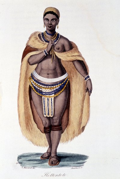 Donna Ottentotta (Venere Ottentotta) in costume tradizionale - in 