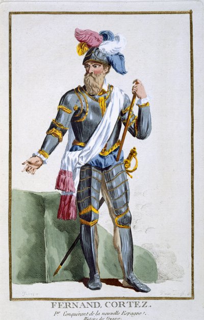 Fernand Cortez (1485-1547), inciso da Pierre Duflos (1742-1816), 1780 da French School