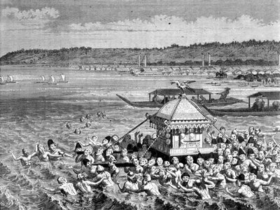 Festival di Gots-Tennoo negli anni 1880 (incisione) da French School