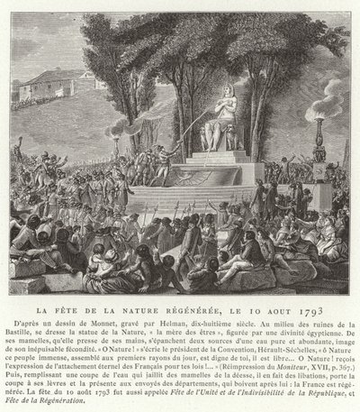 Festival della Rigenerazione della Natura, Parigi, 10 agosto 1793 da French School