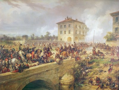 Combattimento al ponte di Boffalora durante la battaglia di Magenta, 4 giugno 1859, c.1859 da French School