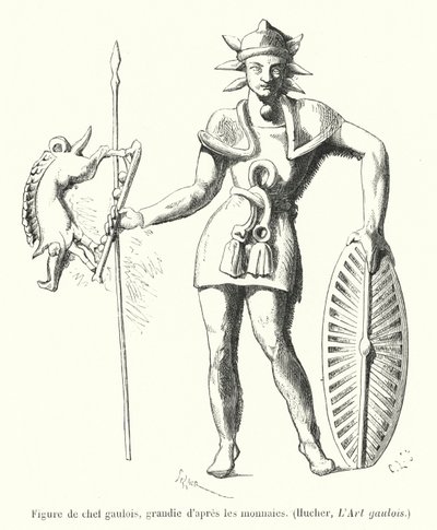 Figura di capo gallico, ingrandita dalle monete da French School