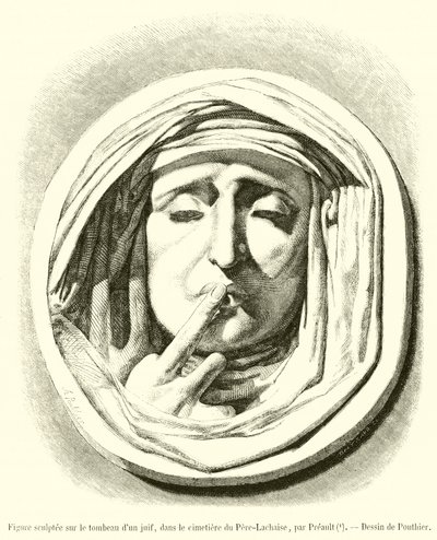 Figura scolpita sulla tomba di un ebreo, nel cimitero del Père-Lachaise da French School