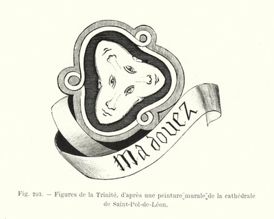 Figure della Trinità, secondo un affresco della cattedrale di Saint-Pol-de-Leon (incisione) da French School