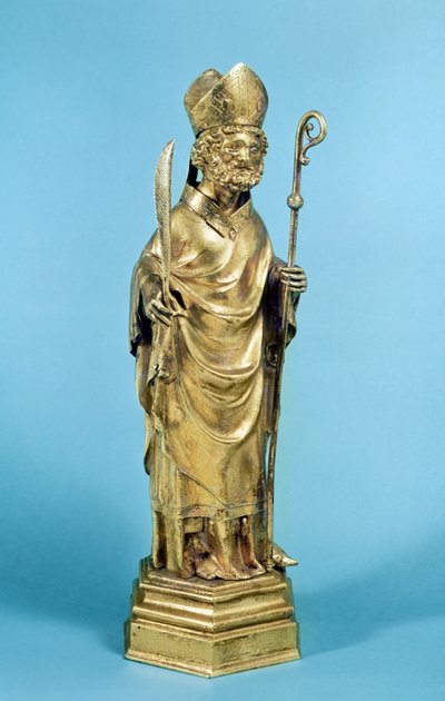 Figurina di un vescovo (rame dorato) da French School
