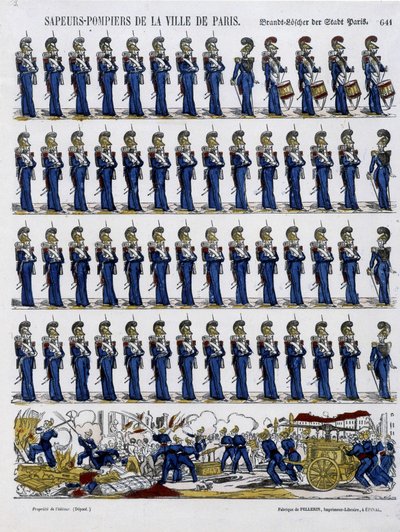 Vigili del fuoco della città di Parigi - Immagine di Epinal, circa 1852 da French School