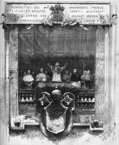 Prima benedizione di Papa Leone XIII (1810-1903) dalla sommità del podio interno di San Pietro il 20 febbraio da French School