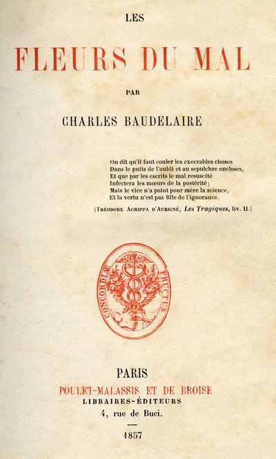 Prima edizione di Les Fleurs du Mal di Charles Baudelaire da French School