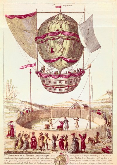 Primo volo di una mongolfiera, 22 dicembre 1783 a Defsessebruk (Galles) da French School