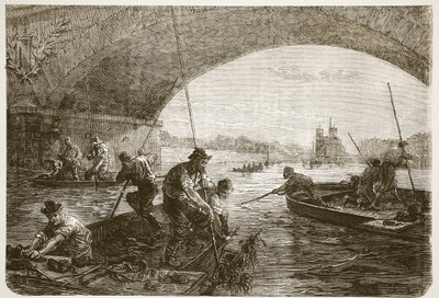 Pescando armi nella Senna, illustrazione da Cassells History of the War between France and Germany, 1870-1871 da French School