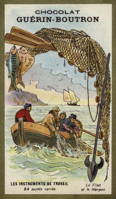 Rete da pesca e arpione da French School