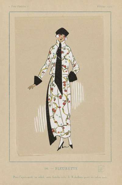 Fleurette, pub. 1922 stampa pochoir da French School