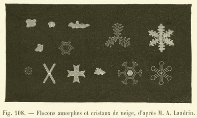 Fiocchi amorfi e cristalli di neve da French School