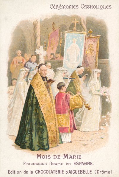Processione floreale in onore della Vergine Maria nel mese di maggio, Spagna da French School