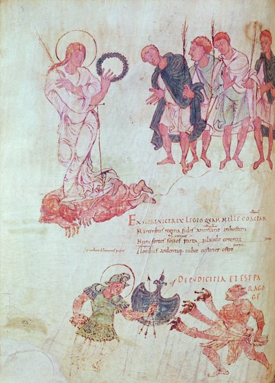 Fol.15.083 dalla Psychomachia di Prudenzio da French School