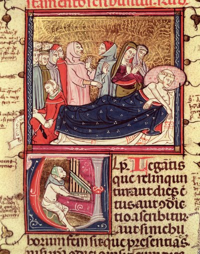 Un uomo morente che detta il suo testamento, da Justiniani in Fortiatum da French School