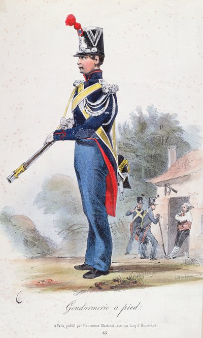 Gendarme a piedi, inciso da Villain, c.1830 da French School