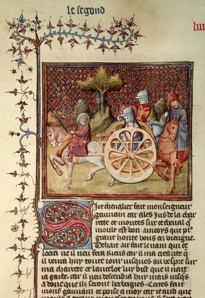 Fr.119 fol.312v Lancillotto, il Cavaliere del Carro, 1344 da French School