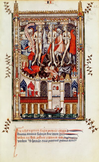 Terza flagellazione di San Denis e dei suoi compagni, da Vie de St. Denis, 1317 da French School