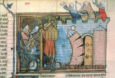 Attacco a una città durante le Crociate, da Le Roman de Godefroi de Bouillon da French School