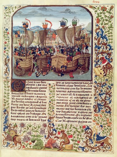 Battaglia di Ecluse, 24 giugno 1340, dalla Cronaca di Froissart da French School