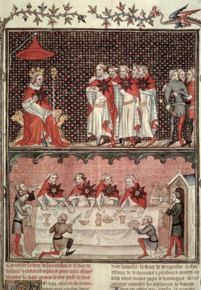 Il Delfino Carlo (1338-80) e i Deputati dei Tre Stati, dalle Grandes Chroniques de France, 1375-79 da French School