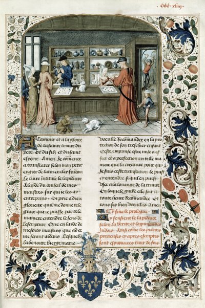 Negozio di gioiellieri, da Lapidaire de Mandeville da French School
