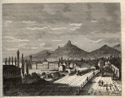 Francia, Alsazia, Basso Reno (67), Saverne: Banche della Zorn, il vecchio Castello di Haut Barr costruito sulle rocce - incisione in 