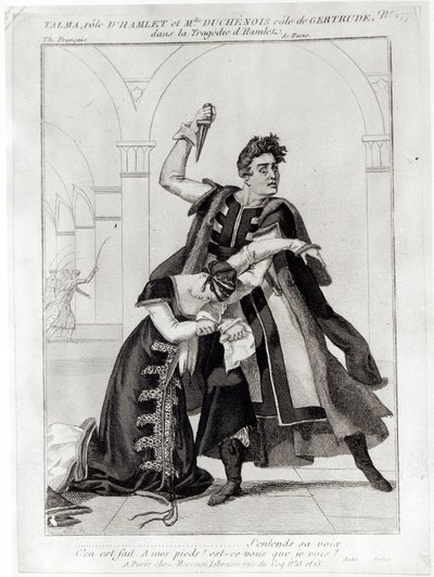 Francois-Joseph Talma (1763-1826) come Amleto e Mademoiselle Duchenois come Gertrude, in 