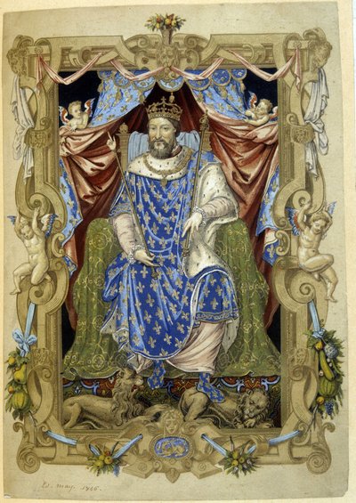 Francesco I sul suo trono in abito cerimoniale da French School