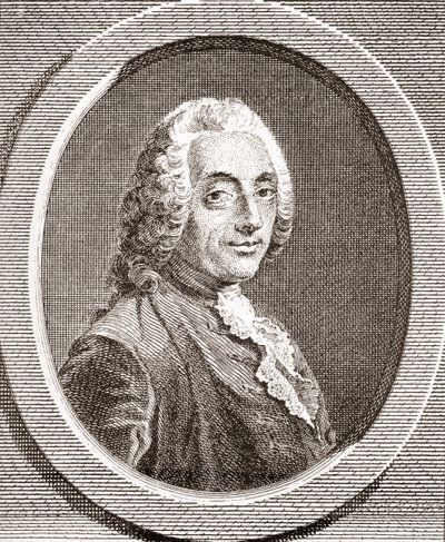 François-Augustin de Paradis de Moncrif, 1687-1770. Scrittore e poeta francese. Da Les Heures Libres pubblicato 1908. da French School