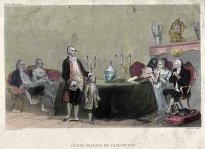 Massoneria: seduta di magia di Giuseppe Balsamo, noto come Alessandro, Conte di Cagliostro (1743-1795). Incisione da 