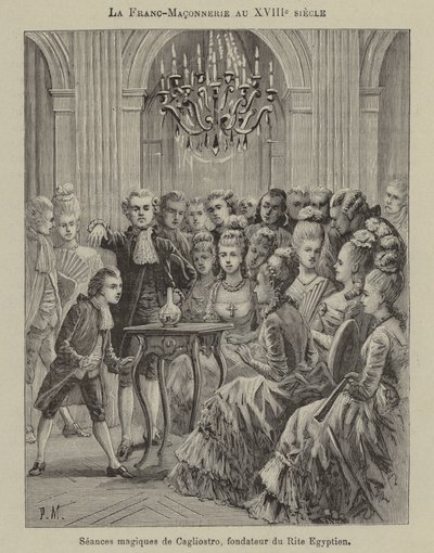 Massoneria nel XVIII secolo: seduta magica condotta da Alessandro Cagliostro, fondatore del Rito Egizio da French School