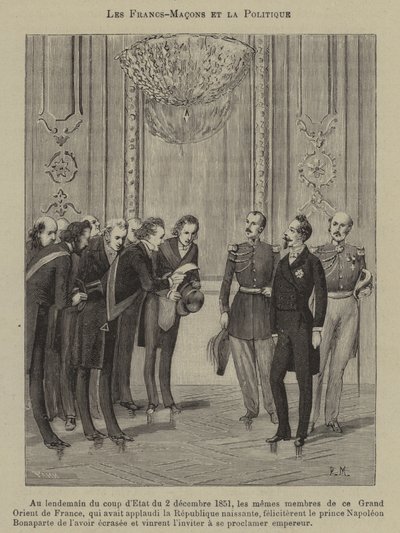 Massoni e politica (incisione) da French School
