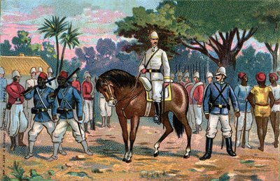 Spedizione francese in Dahomey: Generale francese Alfred Amédée Dodds (1842-1922) in Benin (Dahomey) nel 1892 da French School