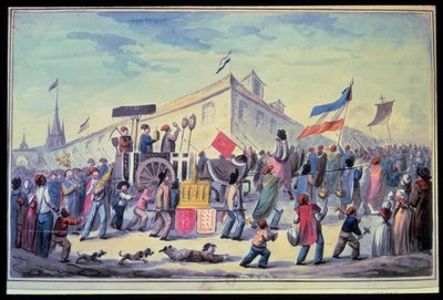 Rivoluzione francese: una mascherata antireligiosa nel novembre 1793 da French School