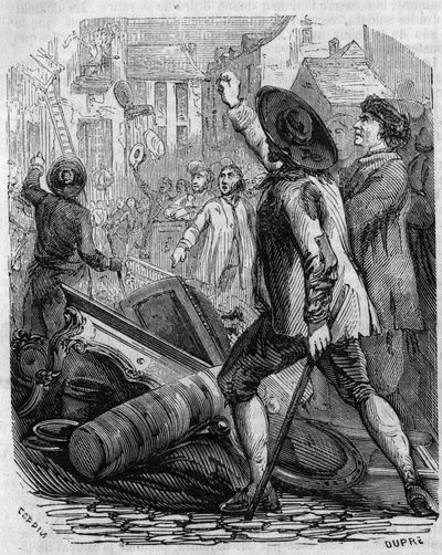Rivoluzione francese: saccheggio della fabbrica di carta da parati di Réveillon, 28 aprile da French School