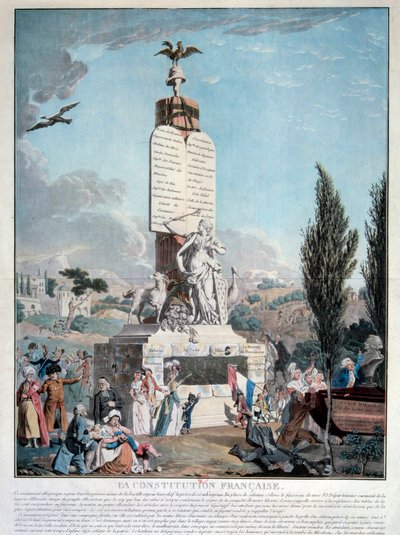 Rivoluzione francese: allegoria della Costituzione francese nel settembre 1791. Incisione del 1791 Parigi, Biblioteca dell