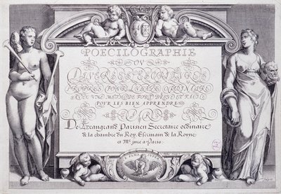 Calligrafia francese: Poecilografia, frontespizio, di Baptiste de Beaugrand nel 1606. da French School