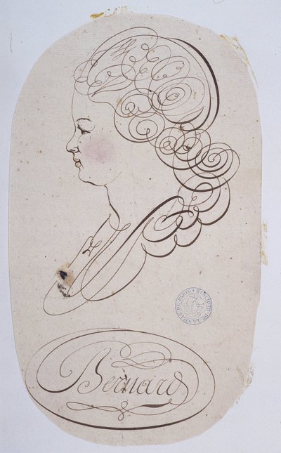 Calligrafia francese: Ritratto di una giovane persona eseguito da Bernard de Paris intorno al 1780 da French School