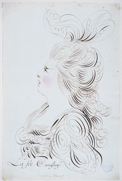 Calligrafia francese: Ritratto della principessa di Polignac con acquerello di Bernard de Paris intorno al 1780 da French School