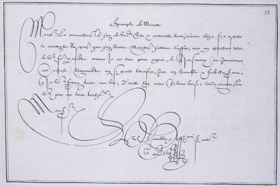 Calligrafia francese: Tecnografia, esempio di minuta di Guillaume Le Gangneur intorno al 1599 da French School