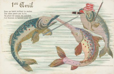 Cartolina francese raffigurante un pesce in occasione del pesce d
