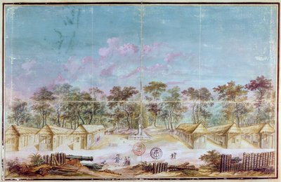 Insediamento di coloni francesi sulla spiaggia di Kourou, Guyana nel 1763 da French School