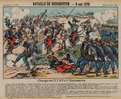 Cuirassiers francesi che caricano la fanteria prussiana alla battaglia di Reichshoffen, guerra franco-prussiana, 6 agosto 1870 da French School